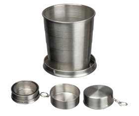 Foldable stainless steel drinking cup